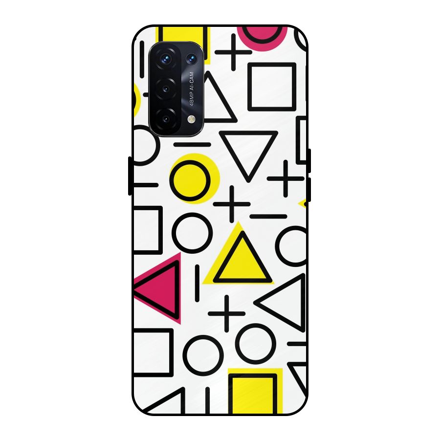 Geometry Pattern Metal Back Case for Oppo A74 5G