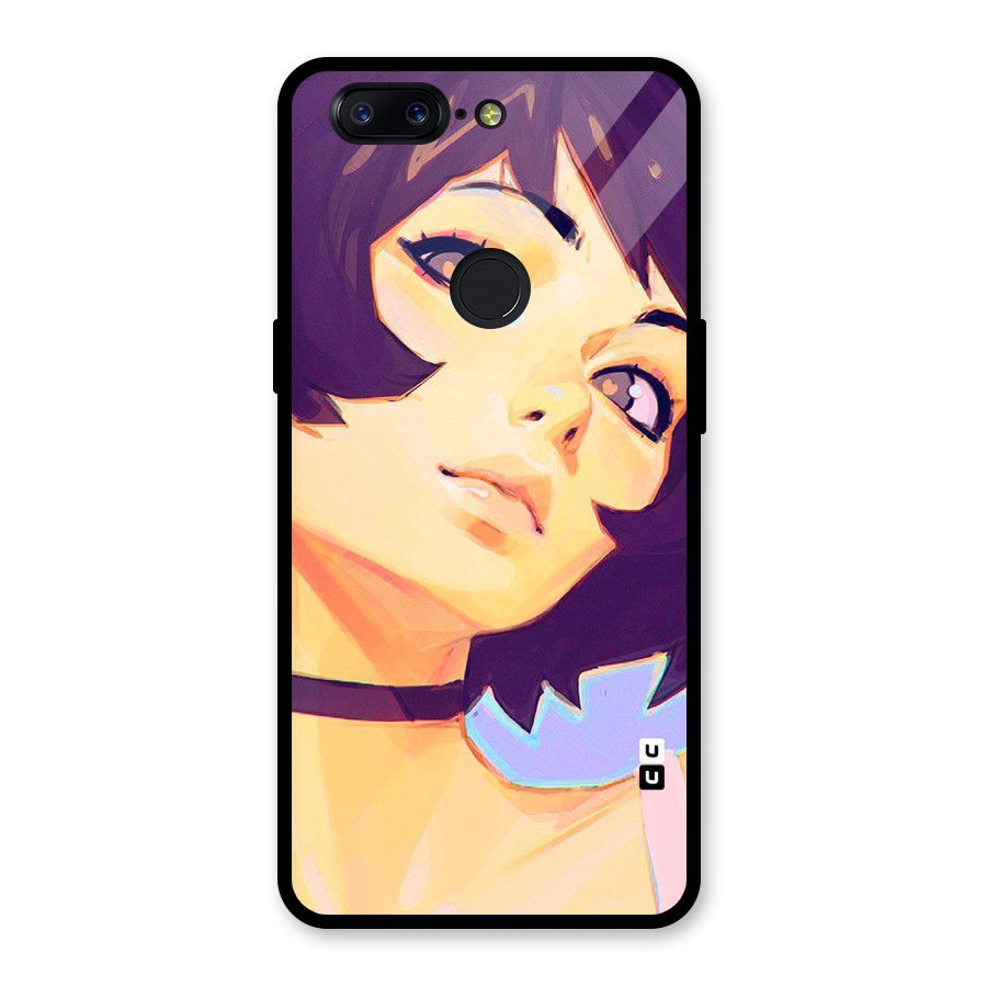 Girl Face Art Glass Back Case for OnePlus 5T