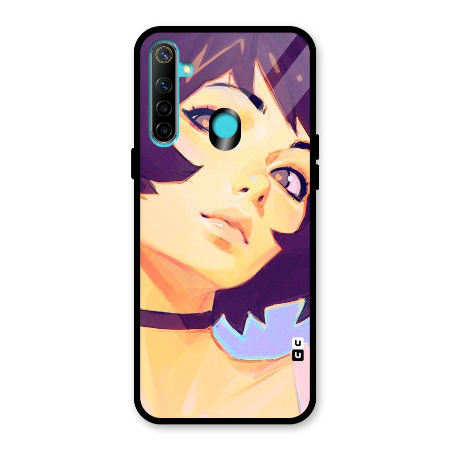 Girl Face Art Glass Back Case for Realme 5