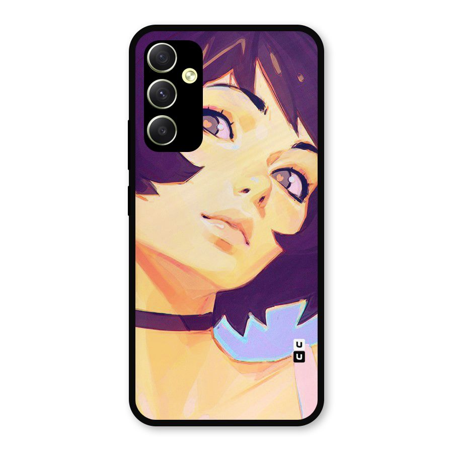 Girl Face Art Metal Back Case for Galaxy A34