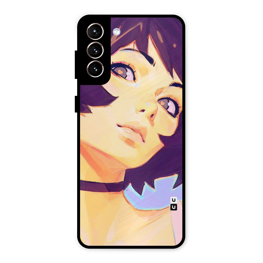 Girl Face Art Metal Back Case for Galaxy S21 Plus