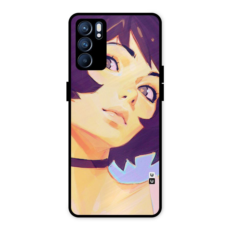 Girl Face Art Metal Back Case for Oppo Reno6 5G