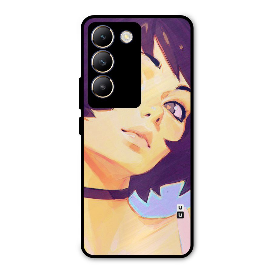 Girl Face Art Metal Back Case for Vivo T3 5G