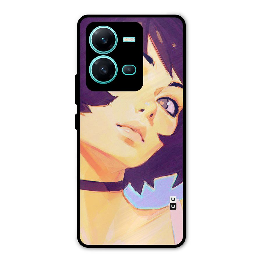 Girl Face Art Metal Back Case for Vivo V25