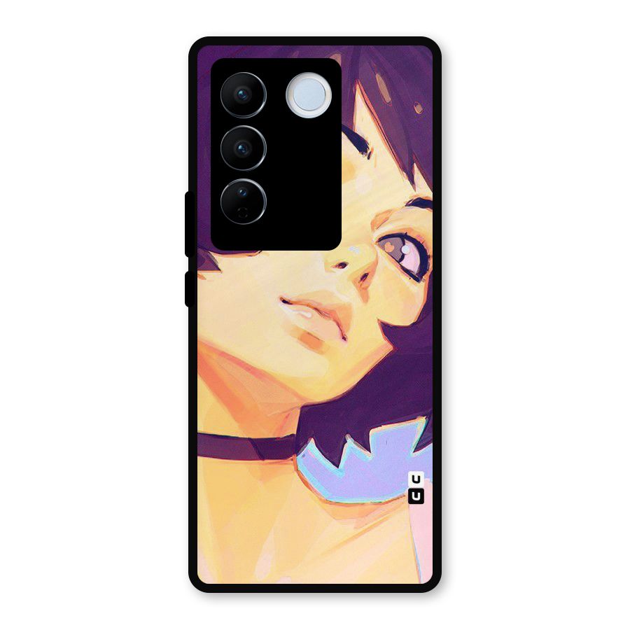 Girl Face Art Metal Back Case for Vivo V27