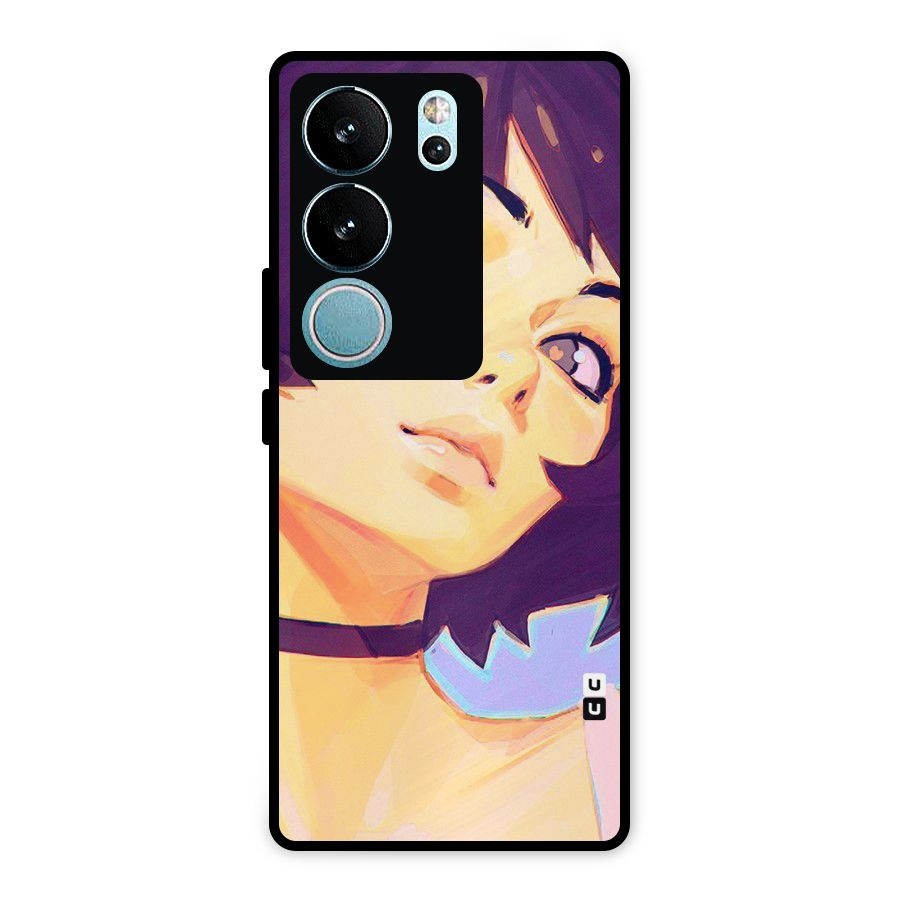 Girl Face Art Metal Back Case for Vivo V29 Pro