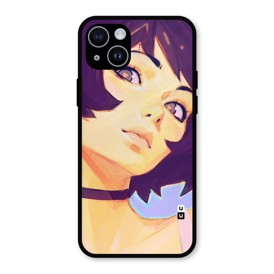 Girl Face Art Metal Back Case for iPhone 14