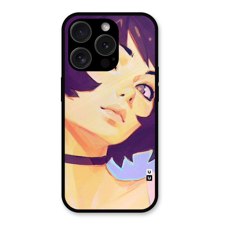 Girl Face Art Metal Back Case for iPhone 15 Pro