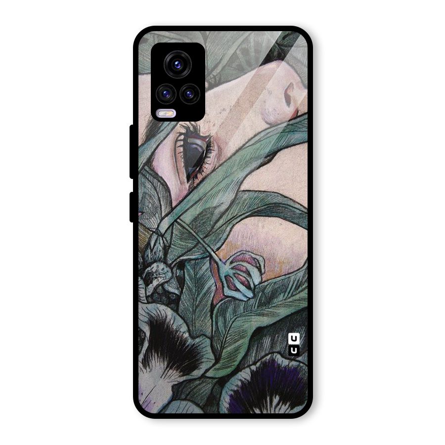 Girl Grass Art Glass Back Case for Vivo V20 2021