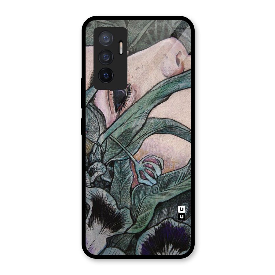 Girl Grass Art Glass Back Case for Vivo V23e