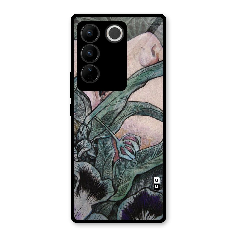 Girl Grass Art Glass Back Case for Vivo V27