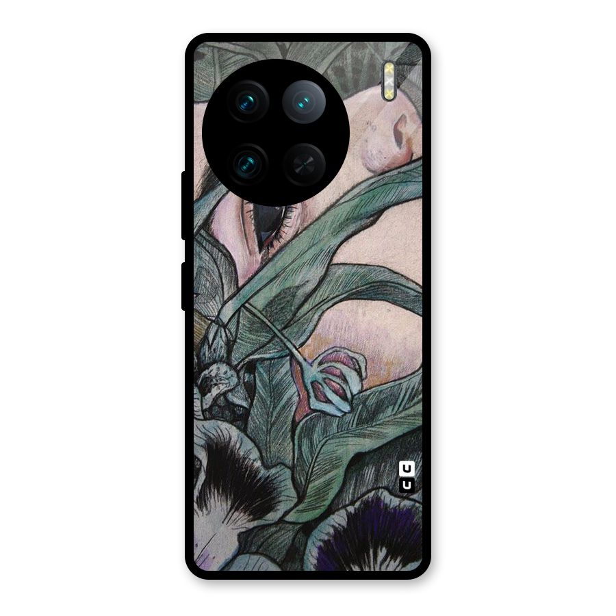 Girl Grass Art Glass Back Case for Vivo X90 Pro