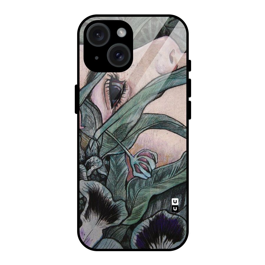 Girl Grass Art Glass Back Case for iPhone 15