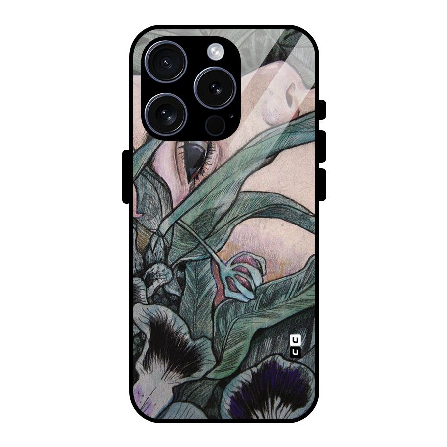 Girl Grass Art Glass Back Case for iPhone 15 Pro