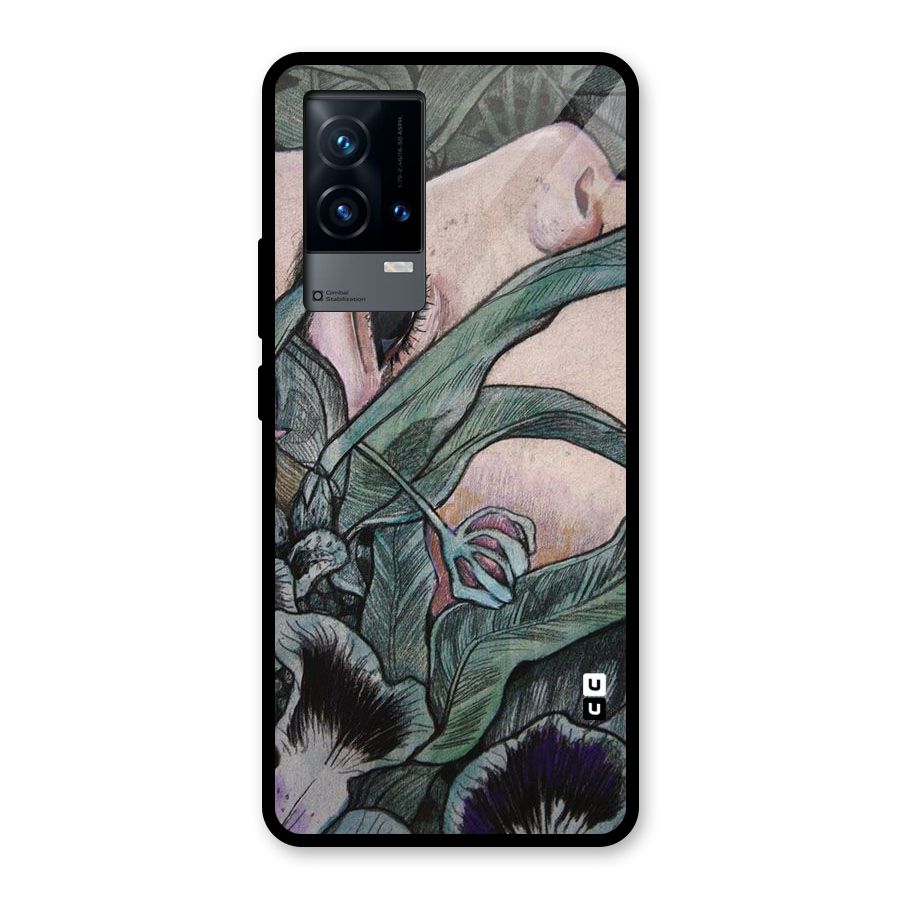 Girl Grass Art Glass Back Case for iQOO 9 5G