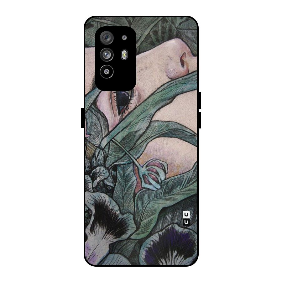 Girl Grass Art Metal Back Case for Oppo F19 Pro Plus 5G