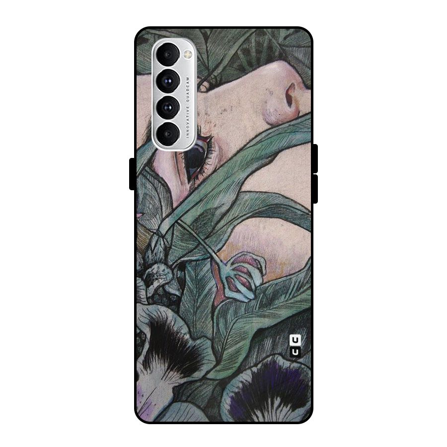 Girl Grass Art Metal Back Case for Oppo Reno4 Pro