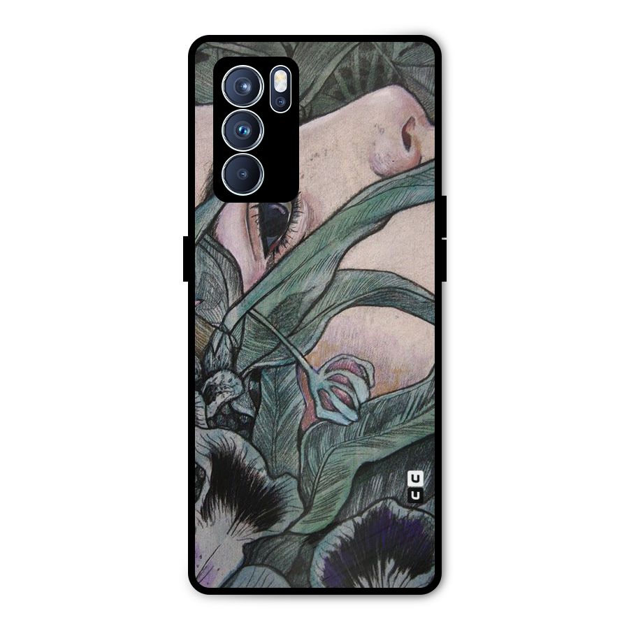 Girl Grass Art Metal Back Case for Oppo Reno6 Pro 5G