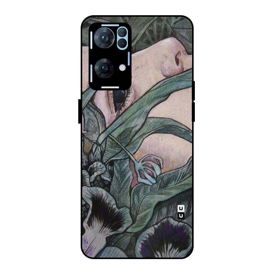 Girl Grass Art Metal Back Case for Oppo Reno7 Pro 5G
