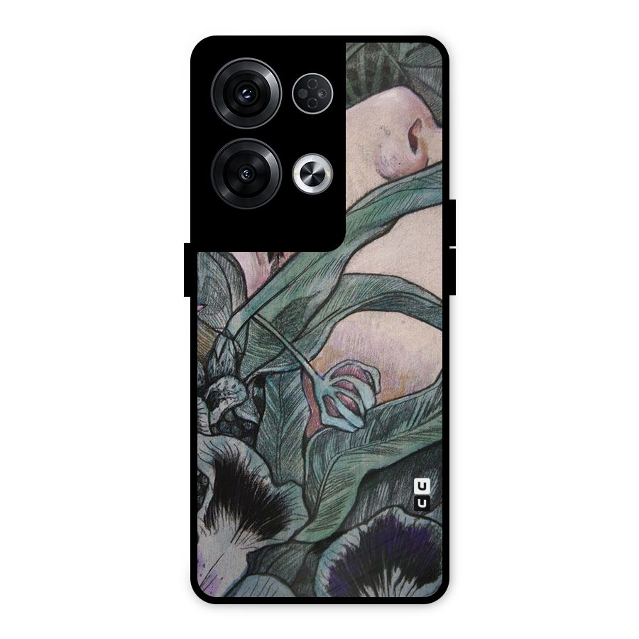Girl Grass Art Metal Back Case for Oppo Reno8 Pro 5G