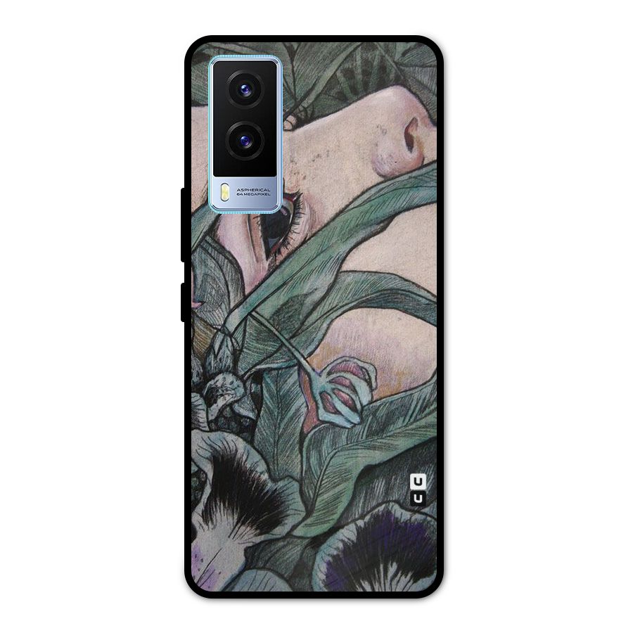 Girl Grass Art Metal Back Case for Vivo V21e 5G