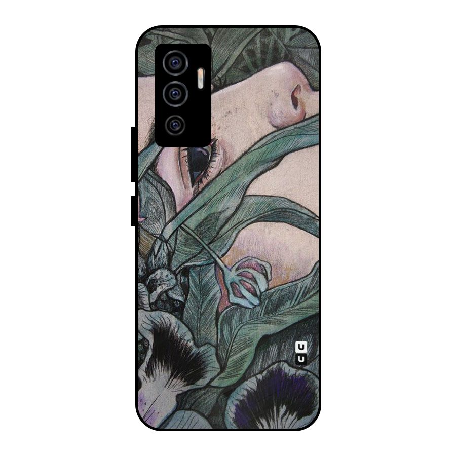 Girl Grass Art Metal Back Case for Vivo V23e