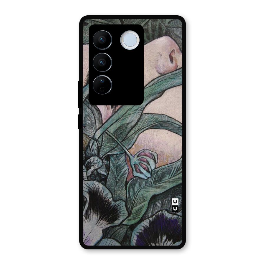 Girl Grass Art Metal Back Case for Vivo V27