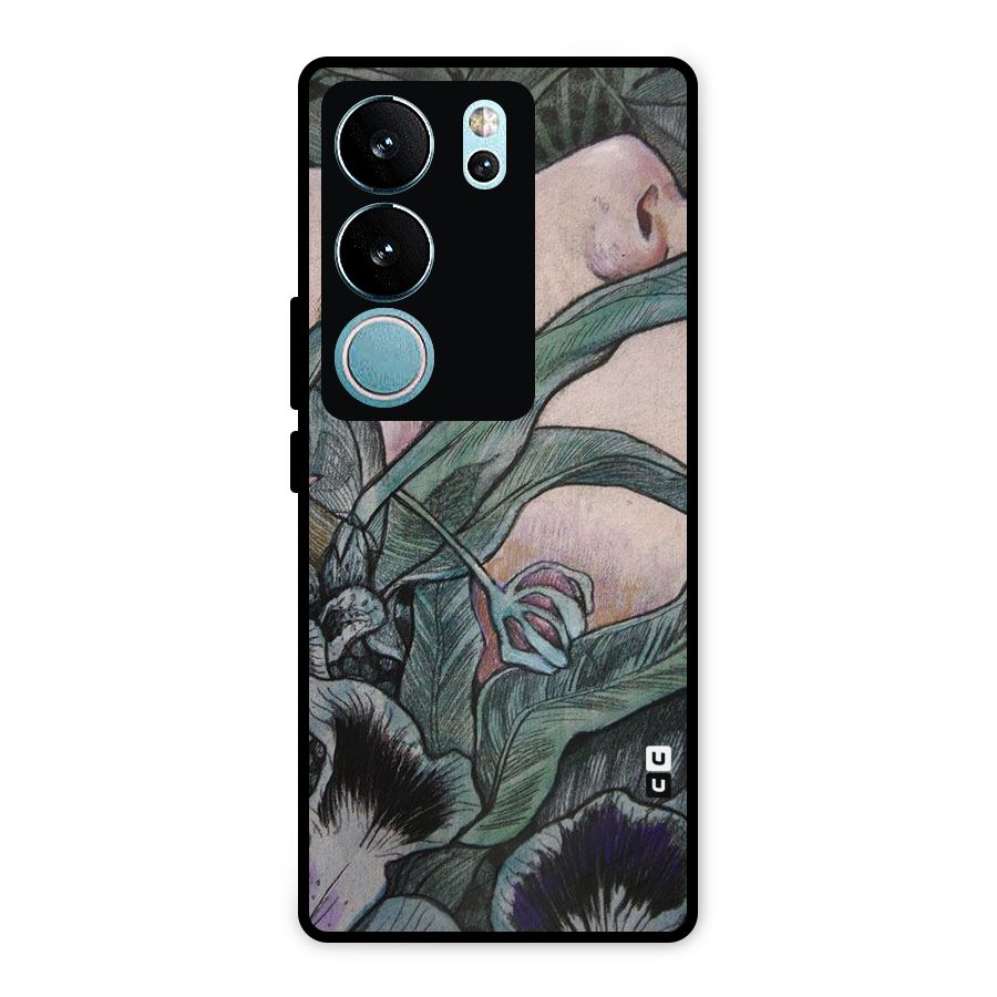 Girl Grass Art Metal Back Case for Vivo V29 Pro