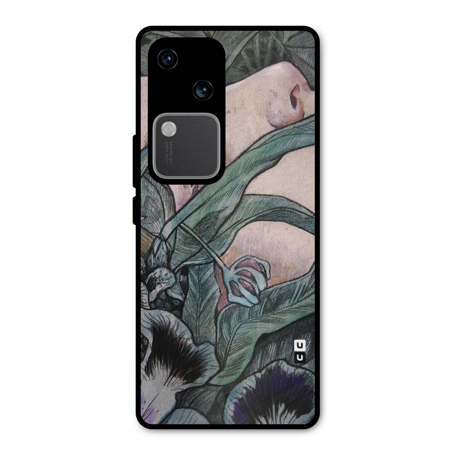 Girl Grass Art Metal Back Case for Vivo V30 Pro