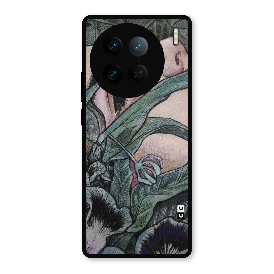 Girl Grass Art Metal Back Case for Vivo X90 Pro