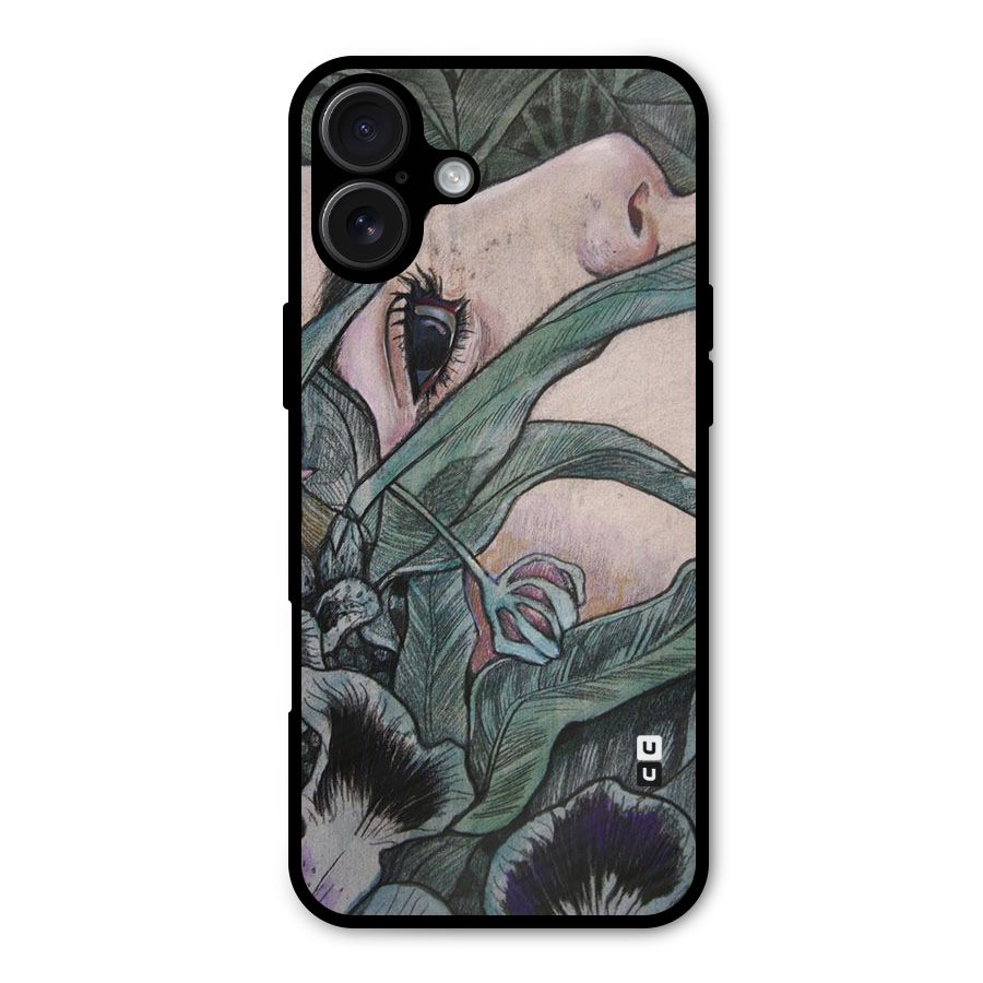 Girl Grass Art Metal Back Case for iPhone 16 Plus