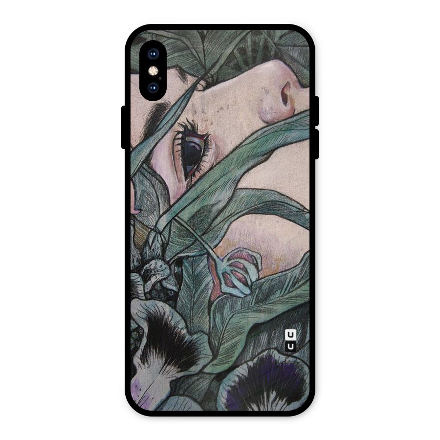 Girl Grass Art Metal Back Case for iPhone XS Max