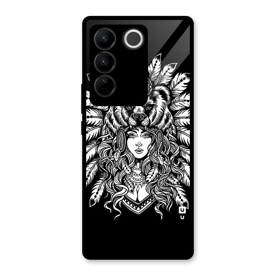 Girl Pattern Art Glass Back Case for Vivo V27 Pro