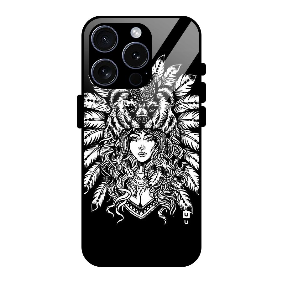 Girl Pattern Art Glass Back Case for iPhone 15 Pro