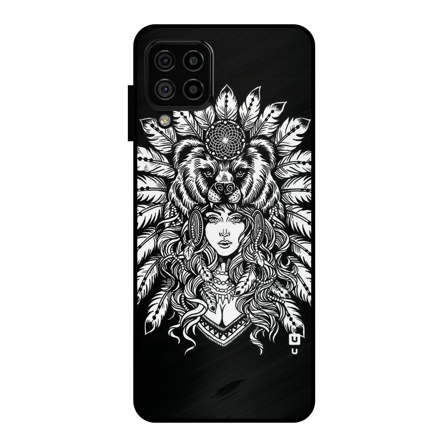 Girl Pattern Art Metal Back Case for Galaxy A22 4G