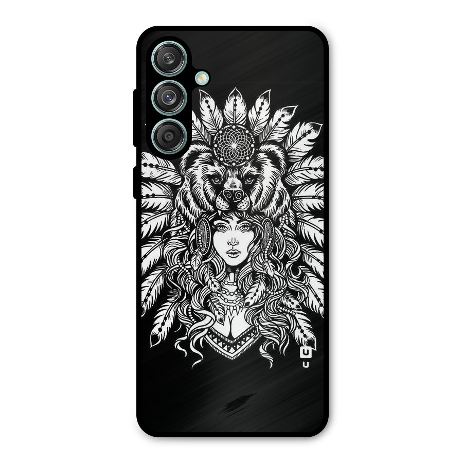 Girl Pattern Art Metal Back Case for Galaxy M55 5G