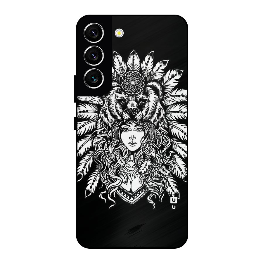 Girl Pattern Art Metal Back Case for Galaxy S22 5G