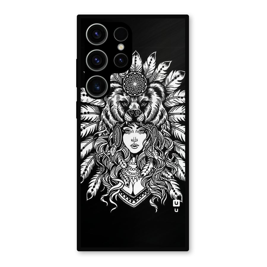 Girl Pattern Art Metal Back Case for Galaxy S23 Ultra