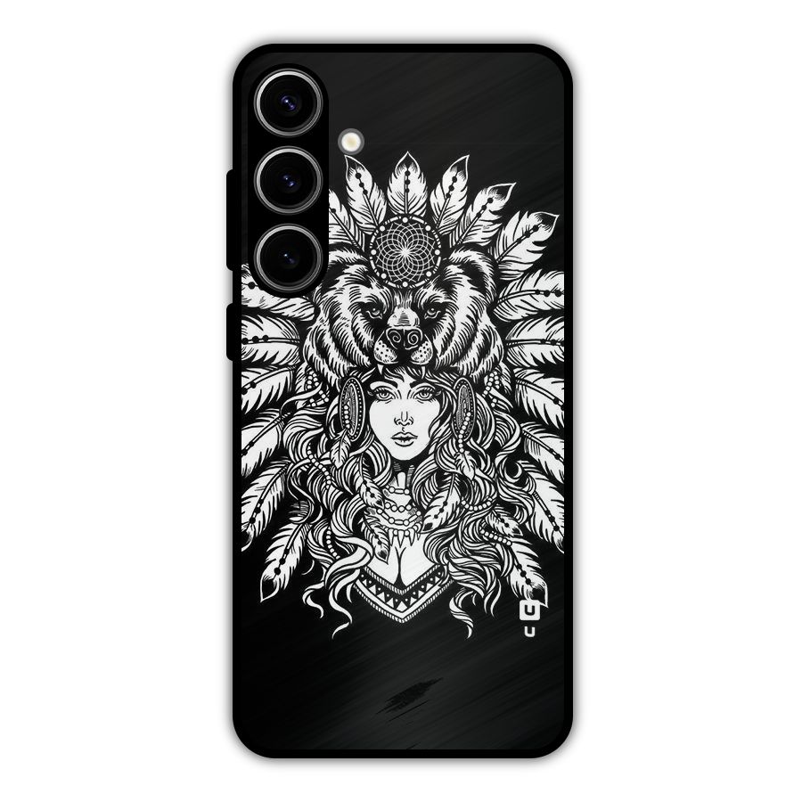 Girl Pattern Art Metal Back Case for Galaxy S24 Plus