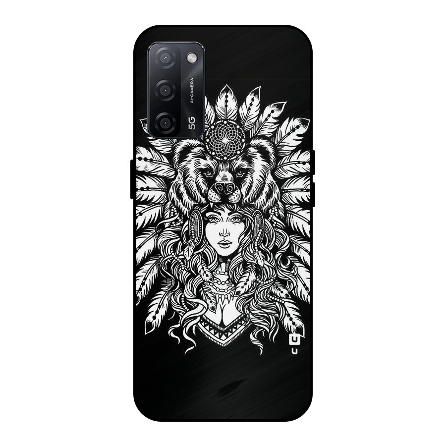 Girl Pattern Art Metal Back Case for Oppo A53s 5G