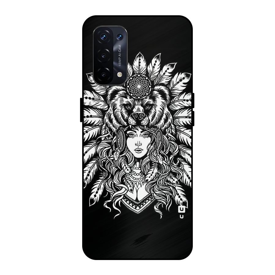 Girl Pattern Art Metal Back Case for Oppo A74 5G