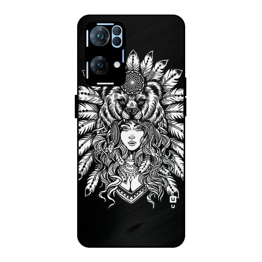 Girl Pattern Art Metal Back Case for Oppo Reno7 Pro 5G