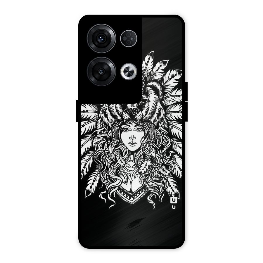 Girl Pattern Art Metal Back Case for Oppo Reno8 Pro 5G