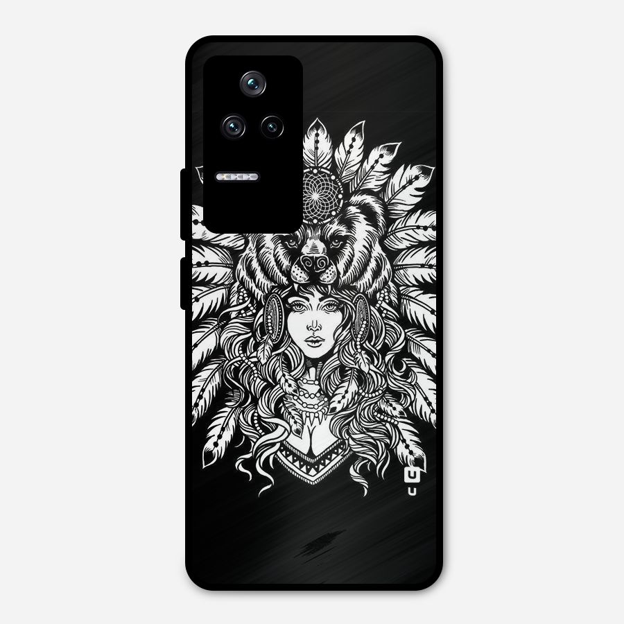 Girl Pattern Art Metal Back Case for Poco F4 5G