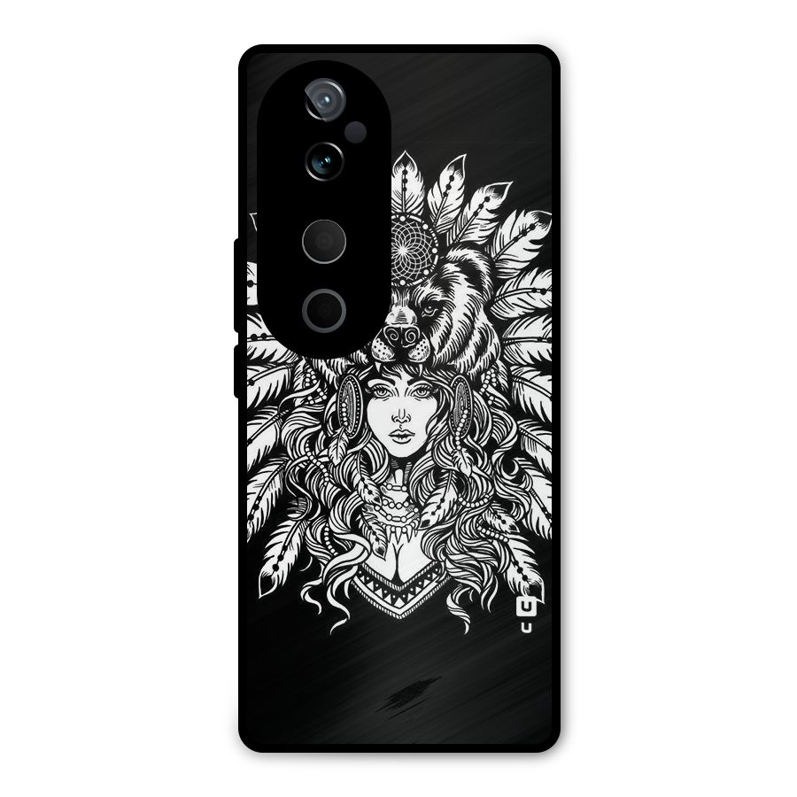 Girl Pattern Art Metal Back Case for Vivo T3 Ultra