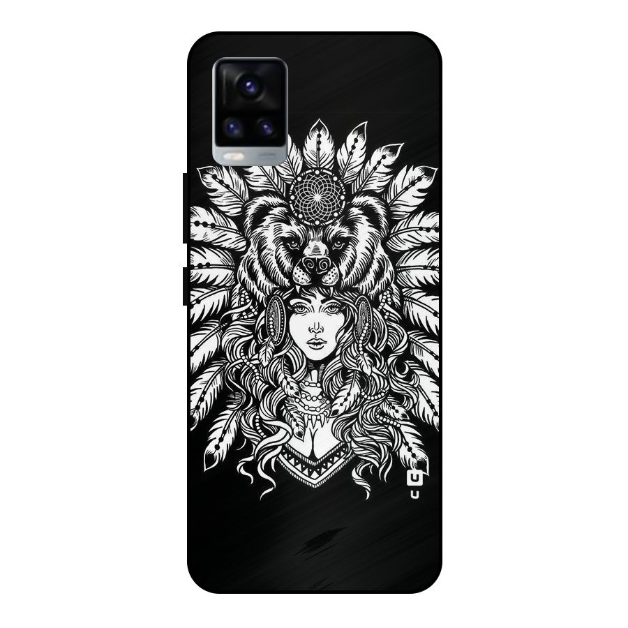 Girl Pattern Art Metal Back Case for Vivo V20 2021