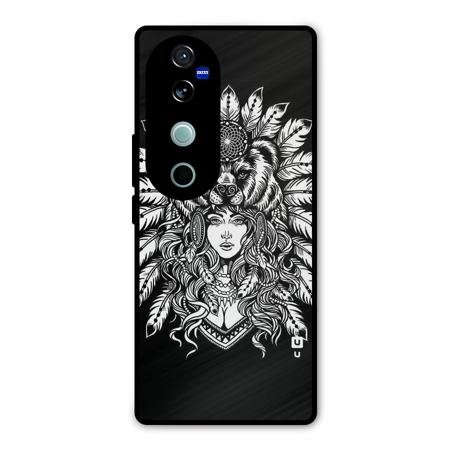 Girl Pattern Art Metal Back Case for Vivo V40 Pro