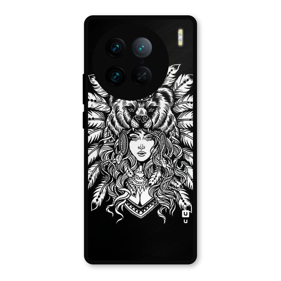 Girl Pattern Art Metal Back Case for Vivo X90 Pro