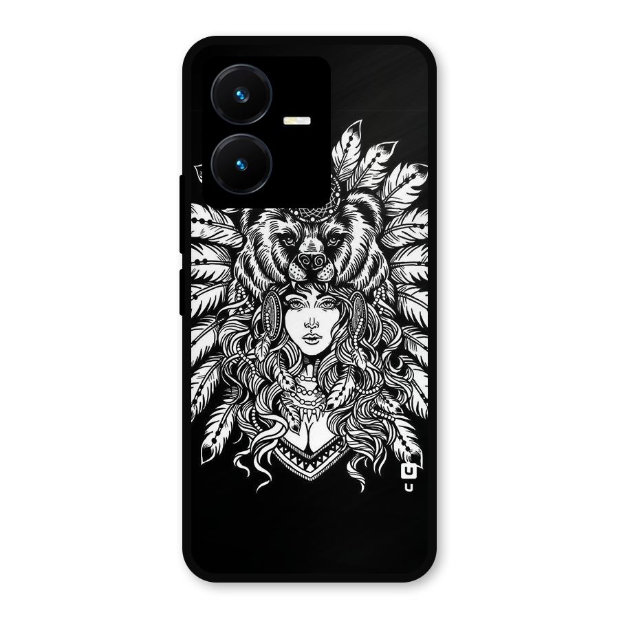 Girl Pattern Art Metal Back Case for Vivo Y22s