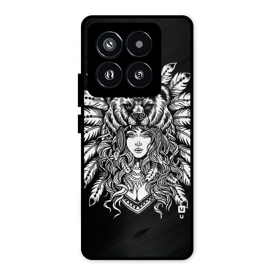 Girl Pattern Art Metal Back Case for Xiaomi 14 Pro